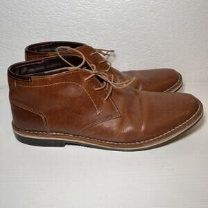 Steve Madden Harken Boot Men 10.5 Lace Up Chukka Red Wing Insoles Cognac Leather